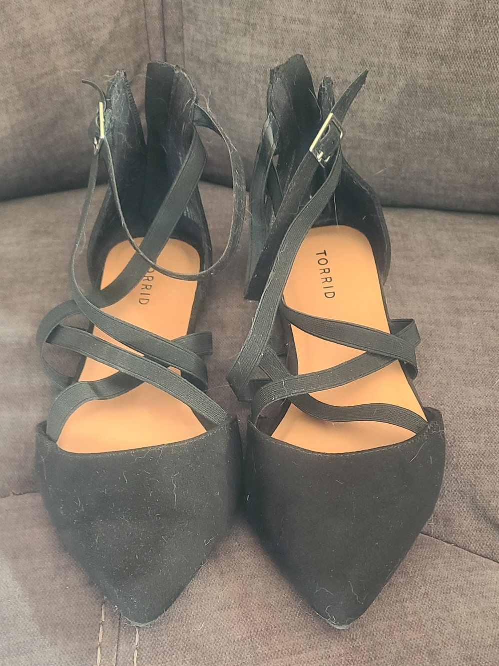 torrid Black Strappy Pointed Flats with Ankle Buckle